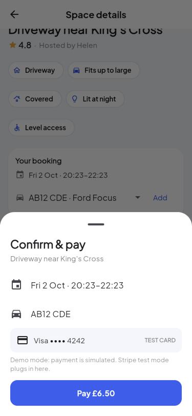 Checkout with the price breakdown before paying
